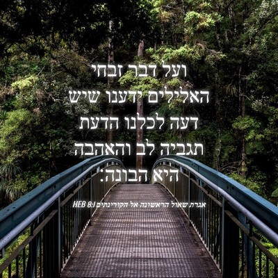 Picture 04 - אגרת שאול הראשונה אל הקורינתים 8:1 HEB - ועל דבר זבחי האלילים ידענו - Bible Verse Picture