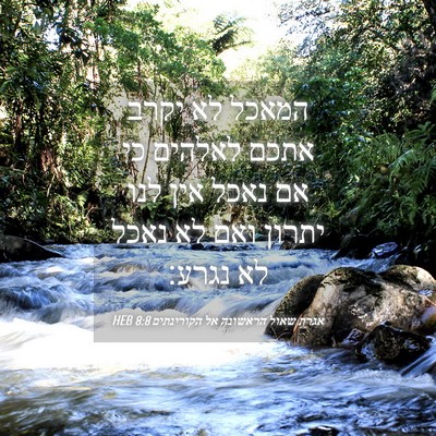 Picture 04 - אגרת שאול הראשונה אל הקורינתים 8:8 HEB - המאכל לא יקרב אתכם לאלהים - Bible Verse Picture