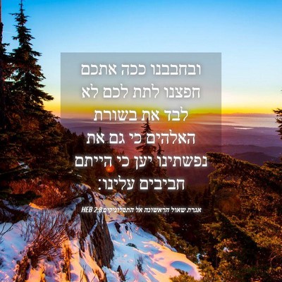 Picture 04 - אגרת שאול הראשונה אל התסלוניקים 2:8 HEB - ובחבבנו ככה אתכם חפצנו לתת - Bible Verse Picture