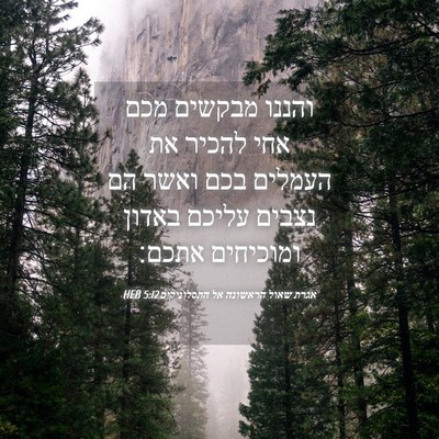 Picture 04 - אגרת שאול הראשונה אל התסלוניקים 5:12 HEB - והננו מבקשים מכם אחי להכיר - Bible Verse Picture
