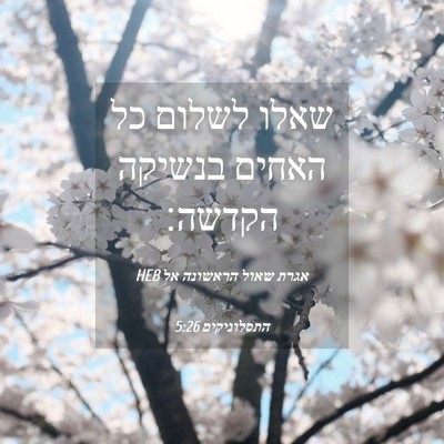 Picture 04 - אגרת שאול הראשונה אל התסלוניקים 5:26 HEB - שאלו לשלום כל האחים בנשיקה - Bible Verse Picture