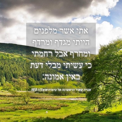 Picture 04 - אגרת שאול הראשונה אל טימותיאוס 1:13 HEB - אתי אשר מלפנים הייתי מגדף - Bible Verse Picture