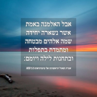 Picture 04 - אגרת שאול הראשונה אל טימותיאוס 5:5 HEB - אבל האלמנה באמת אשר נשארה - Bible Verse Picture