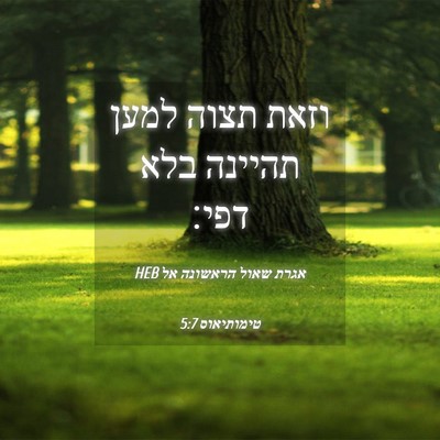 Picture 04 - אגרת שאול הראשונה אל טימותיאוס 5:7 HEB - וזאת תצוה למען תהיינה בלא - Bible Verse Picture