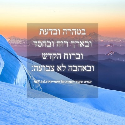 Picture 04 - אגרת שאול השניה אל הקורינתים 6:6 HEB - בטהרה ובדעת ובארך רוח - Bible Verse Picture