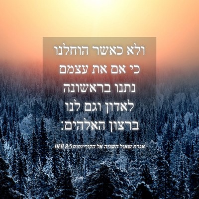Picture 04 - אגרת שאול השניה אל הקורינתים 8:5 HEB - ולא כאשר הוחלנו כי אם את - Bible Verse Picture