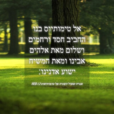 Picture 04 - אגרת שאול השניה אל טימותיאוס 1:2 HEB - אל טימותיוס בנו החביב חסד - Bible Verse Picture
