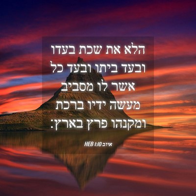 Picture 04 - איוב 1:10 HEB - הלא את שכת בעדו ובעד ביתו - Bible Verse Picture