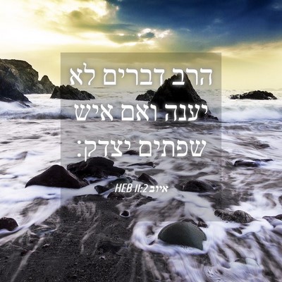 Picture 04 - איוב 11:2 HEB - הרב דברים לא יענה ואם איש - Bible Verse Picture