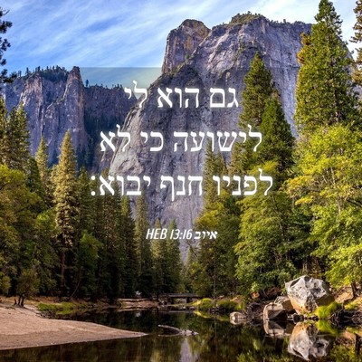 Picture 04 - איוב 13:16 HEB - גם הוא לי לישועה כי לא - Bible Verse Picture
