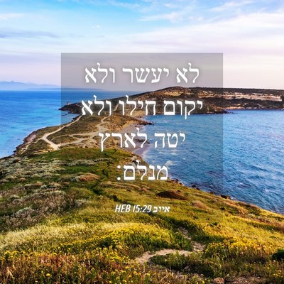 Picture 04 - איוב 15:29 HEB - לא יעשר ולא יקום חילו ולא - Bible Verse Picture