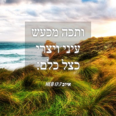 Picture 04 - איוב 17:7 HEB - ותכה מכעש עיני ויצרי כצל - Bible Verse Picture