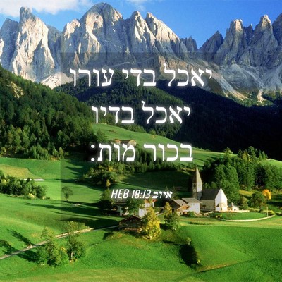 Picture 04 - איוב 18:13 HEB - יאכל בדי עורו יאכל בדיו - Bible Verse Picture