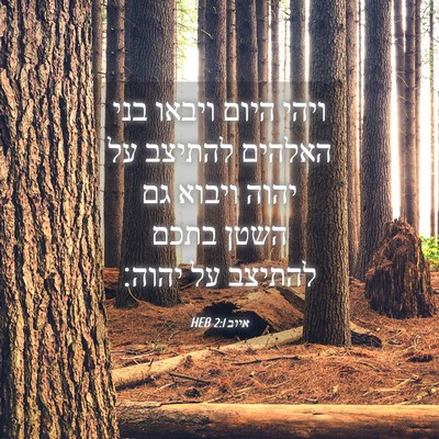 Picture 04 - איוב 2:1 HEB - ויהי היום ויבאו בני האלהים - Bible Verse Picture