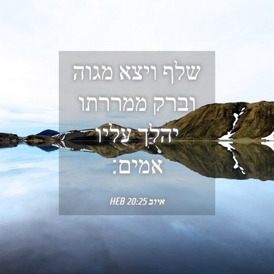 Picture 04 - איוב 20:25 HEB - שלף ויצא מגוה וברק ממררתו - Bible Verse Picture