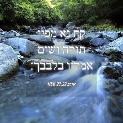 Picture 04 - איוב 22:22 HEB - קח נא מפיו תורה ושים אמריו - Bible Verse Picture