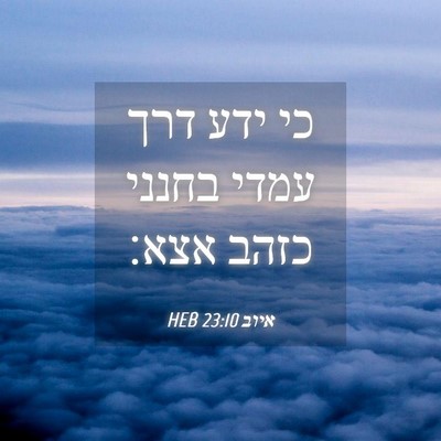 Picture 04 - איוב 23:10 HEB - כי ידע דרך עמדי בחנני כזהב - Bible Verse Picture