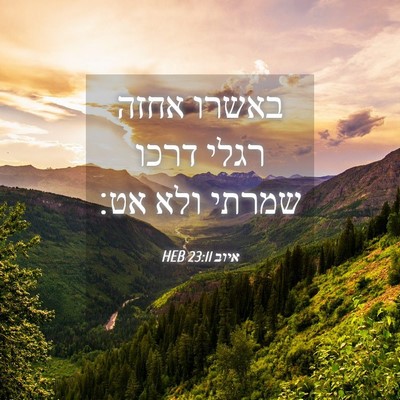 Picture 04 - איוב 23:11 HEB - באשרו אחזה רגלי דרכו שמרתי - Bible Verse Picture