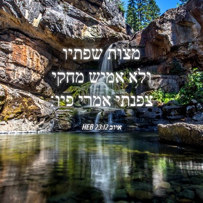 Picture 04 - איוב 23:12 HEB - מצות שפתיו ולא אמיש מחקי - Bible Verse Picture