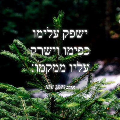 Picture 04 - איוב 27:23 HEB - ישפק עלימו כפימו וישרק - Bible Verse Picture