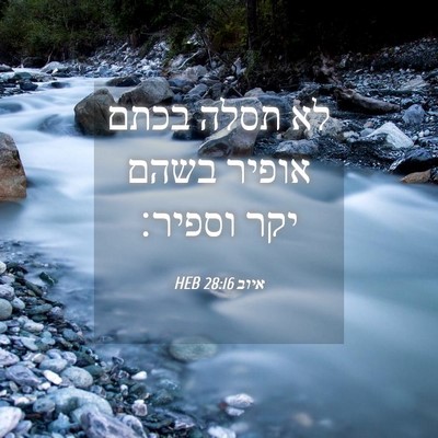 Picture 04 - איוב 28:16 HEB - לא תסלה בכתם אופיר בשהם יקר - Bible Verse Picture