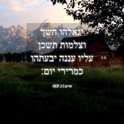 Picture 04 - איוב 3:5 HEB - יגאלהו חשך וצלמות תשכן - Bible Verse Picture