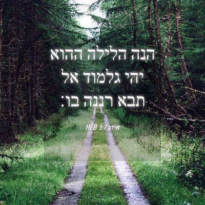 Picture 04 - איוב 3:7 HEB - הנה הלילה ההוא יהי גלמוד אל - Bible Verse Picture