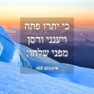 Picture 04 - איוב 30:11 HEB - כי יתרו פתח ויענני ורסן - Bible Verse Picture