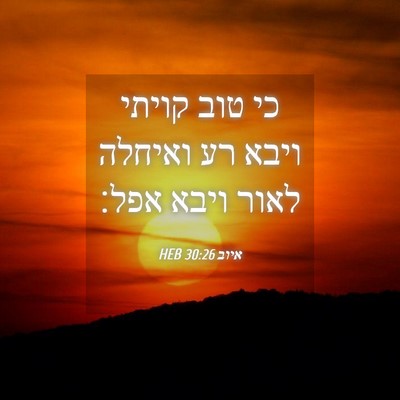 Picture 04 - איוב 30:26 HEB - כי טוב קויתי ויבא רע ואיחלה - Bible Verse Picture