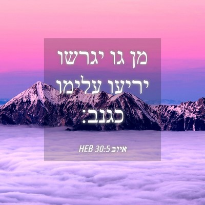 Picture 04 - איוב 30:5 HEB - מן גו יגרשו יריעו עלימו - Bible Verse Picture
