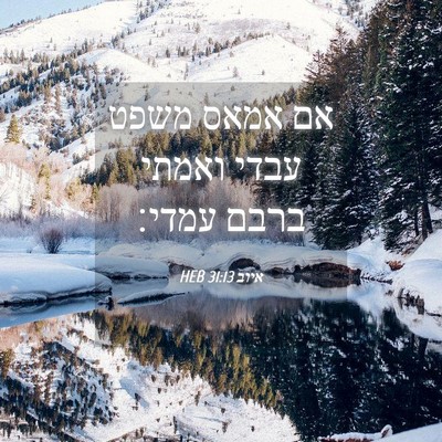 Picture 04 - איוב 31:13 HEB - אם אמאס משפט עבדי ואמתי - Bible Verse Picture