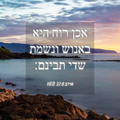 Picture 04 - איוב 32:8 HEB - אכן רוח היא באנוש ונשמת שדי - Bible Verse Picture
