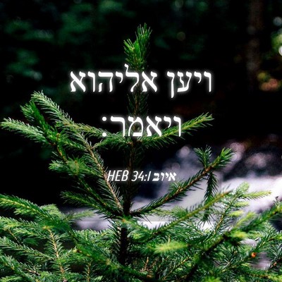 Picture 04 - איוב 34:1 HEB - ויען אליהוא - Bible Verse Picture