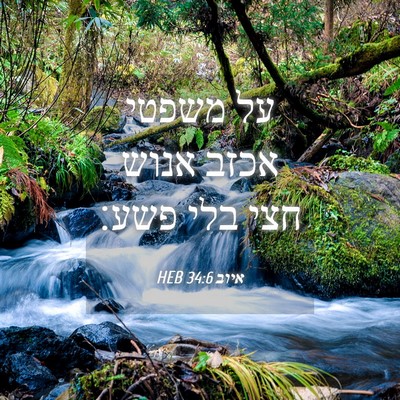 Picture 04 - איוב 34:6 HEB - על משפטי אכזב אנוש חצי בלי - Bible Verse Picture