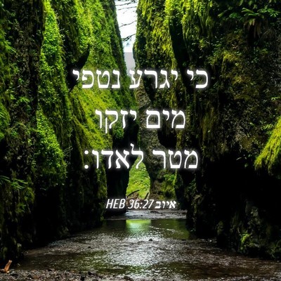 Picture 04 - איוב 36:27 HEB - כי יגרע נטפי מים יזקו מטר - Bible Verse Picture