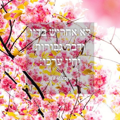 Picture 04 - איוב 41:12 HEB - לא אחריש בדיו ודבר גבורות - Bible Verse Picture