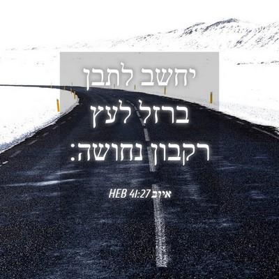 Picture 04 - איוב 41:27 HEB - יחשב לתבן ברזל לעץ רקבון - Bible Verse Picture