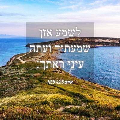 Picture 04 - איוב 42:5 HEB - לשמע אזן שמעתיך ועתה עיני - Bible Verse Picture