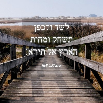 Picture 04 - איוב 5:22 HEB - לשד ולכפן תשחק ומחית הארץ - Bible Verse Picture