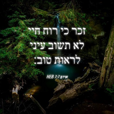 Picture 04 - איוב 7:7 HEB - זכר כי רוח חיי לא תשוב עיני - Bible Verse Picture
