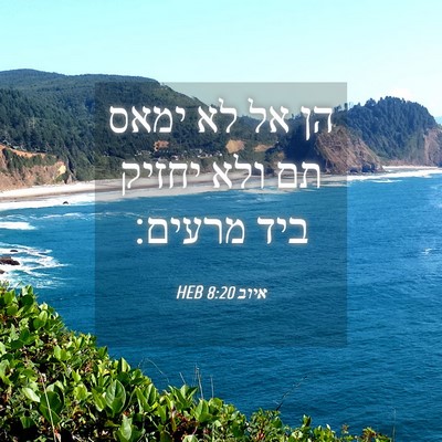 Picture 04 - איוב 8:20 HEB - הן אל לא ימאס תם ולא יחזיק - Bible Verse Picture