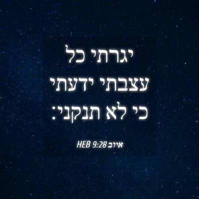 Picture 04 - איוב 9:28 HEB - יגרתי כל עצבתי ידעתי כי לא - Bible Verse Picture