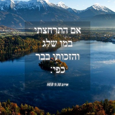 Picture 04 - איוב 9:30 HEB - אם התרחצתי במו שלג והזכותי - Bible Verse Picture