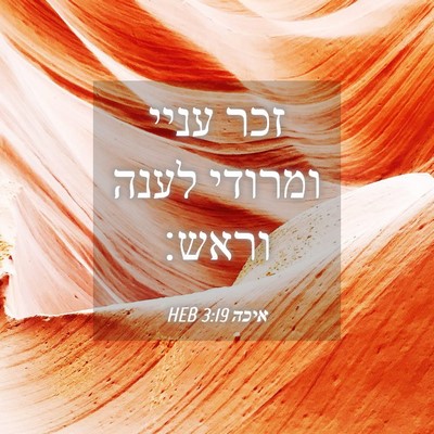 Picture 04 - איכה 3:19 HEB - זכר עניי ומרודי לענה - Bible Verse Picture