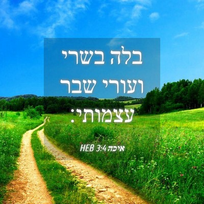 Picture 04 - איכה 3:4 HEB - בלה בשרי ועורי שבר - Bible Verse Picture