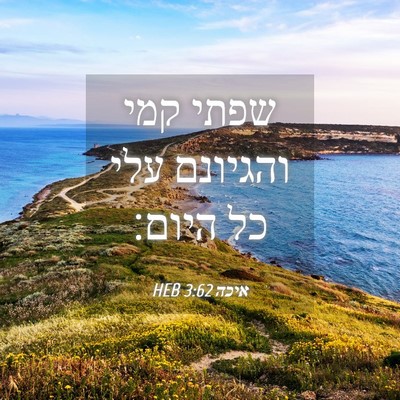 Picture 04 - איכה 3:62 HEB - שפתי קמי והגיונם עלי כל - Bible Verse Picture