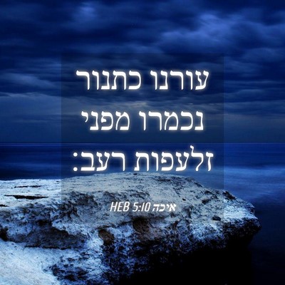Picture 04 - איכה 5:10 HEB - עורנו כתנור נכמרו מפני - Bible Verse Picture