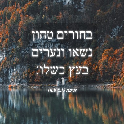 Picture 04 - איכה 5:13 HEB - בחורים טחון נשאו ונערים - Bible Verse Picture