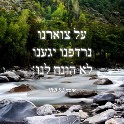 Picture 04 - איכה 5:5 HEB - על צוארנו נרדפנו יגענו לא - Bible Verse Picture