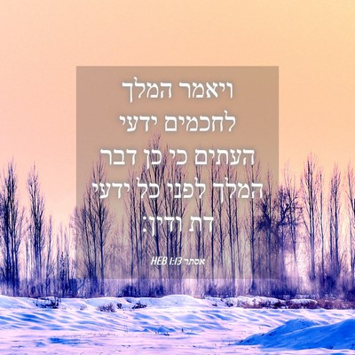 Picture 04 - אסתר 1:13 HEB - ויאמר המלך לחכמים ידעי - Bible Verse Picture